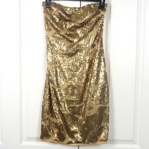 New Years Gold Sequin Bodycon mini Dress Size M